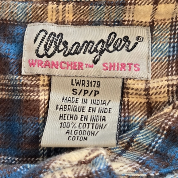 Wrangler Wrancher Women's Plaid Flannel Babydoll Pullover Button V-Neck - Picture 10 of 13